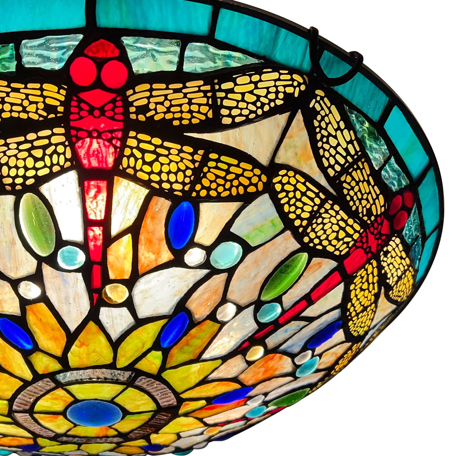 Tiffany Ceiling Lights, Stained Glass Ceiling Light 3-Lights 16 Inch Tiffany Flush Mount Ceiling Light Fixture for Bedroom Dining Living Room Entryway Foyer