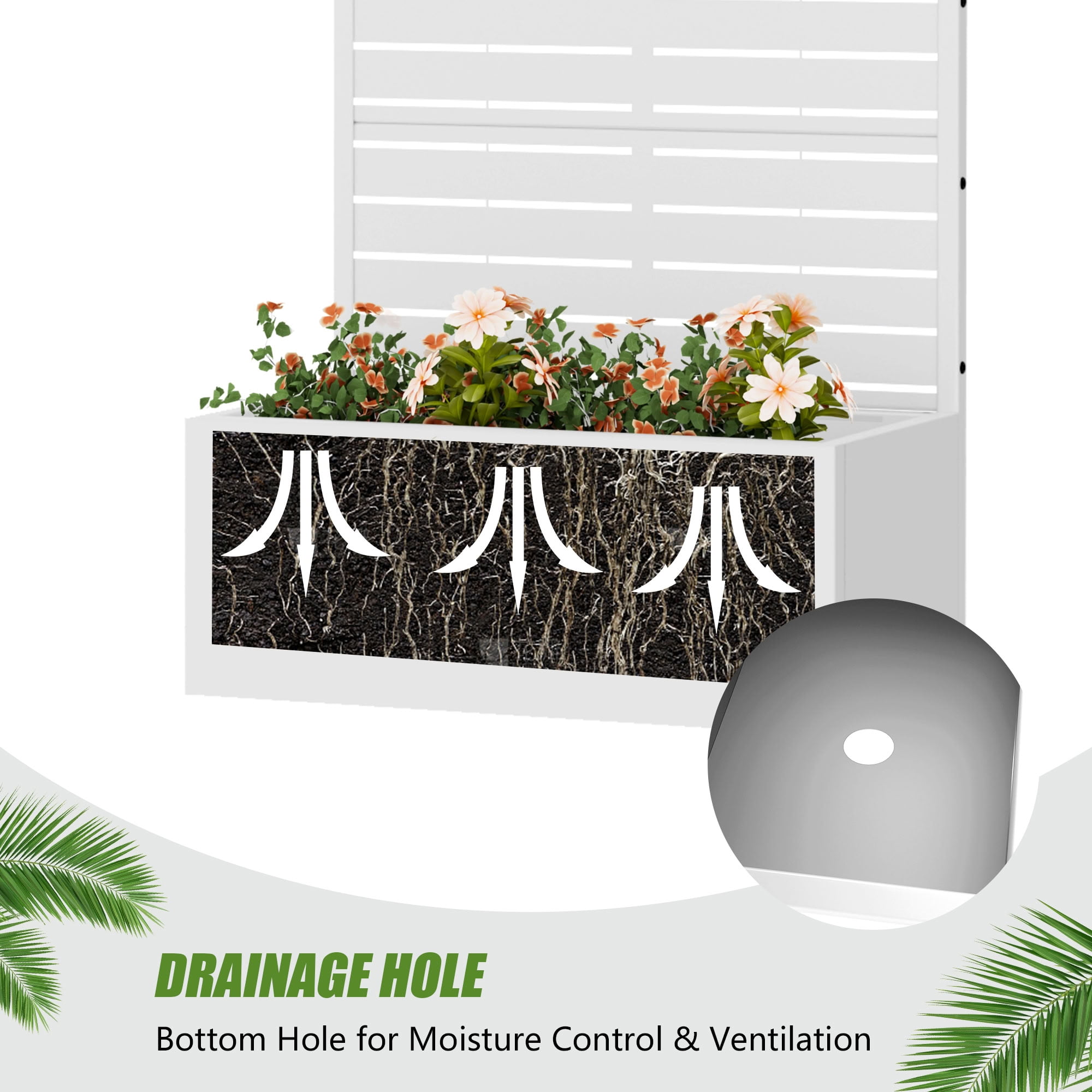 MAYEERTY 59*30in Outdoor Metal Planter Box, Easy Assembly Planter Box, Outdoor Patio Planter for Balcony, Garden, Yard
