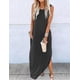 thumbnail image 5 of Vestido casual con estampado de arcoíris para mujer, vestido maxi sin mangas con bolsillo, vestido hawaiano de verano para playa, vestido camisero liso, 5 of 5