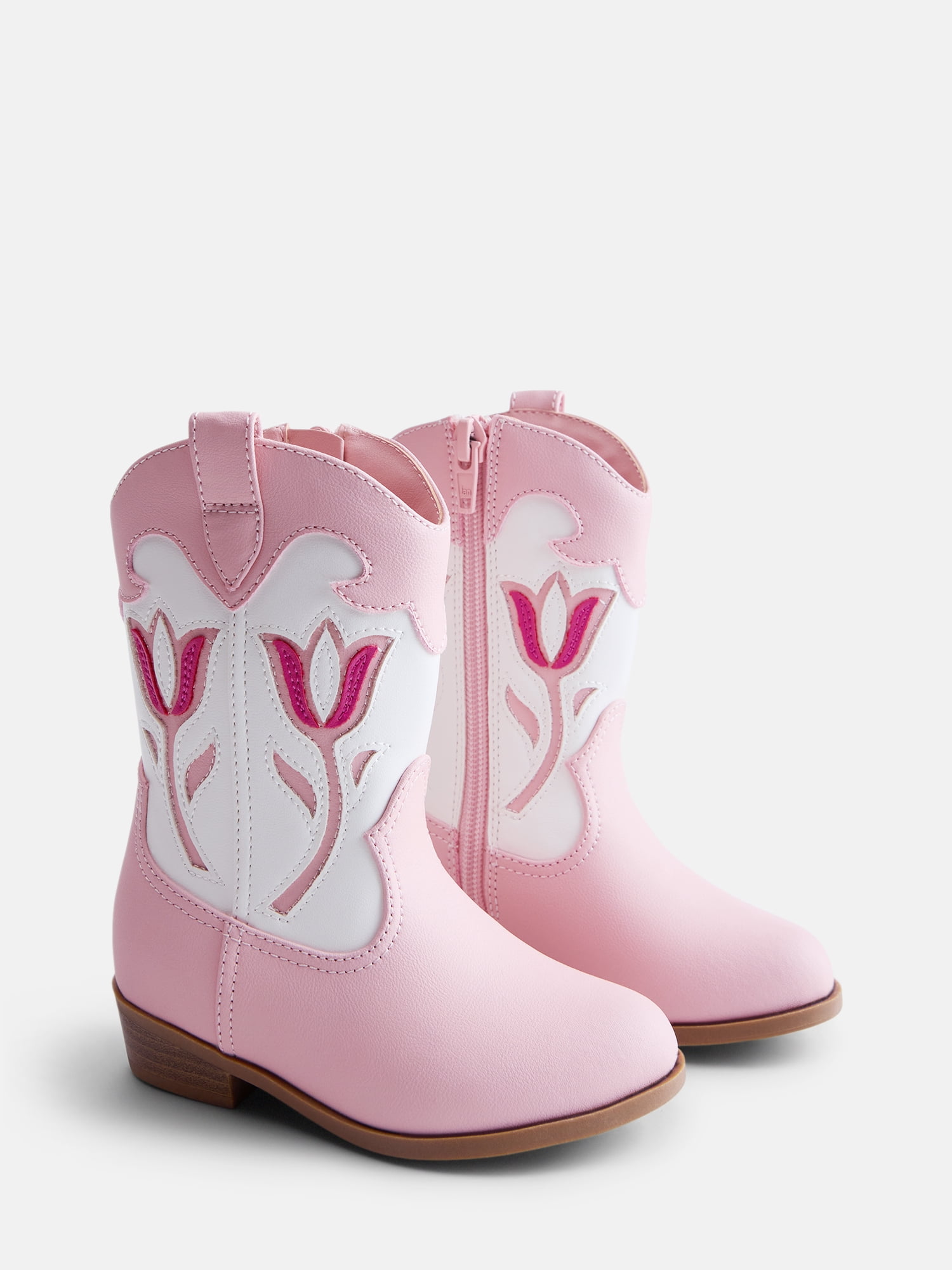 Wonder Nation Toddler, Little, & Big Girls Tulip Flower Cutout Western Boots