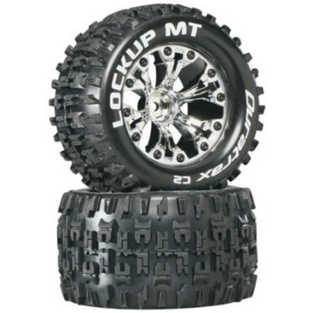 Duratrax Lockup MT 2.8 Truck 2WD Mounted 1/2 Offset C2 Tires (2-Piece), Chrome Multi-Colored
