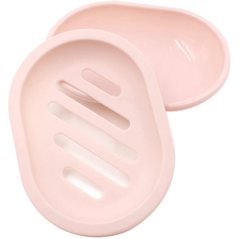  2 Pack Silicone Soap Dish with Drain, Bar Soap Holder