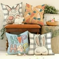 thumbnail image 3 of Easter Pillow Covers 18x18 Inch Set of 4, Buffalo Plaid Rabbit Bunny Hip Hop Carrots Farmhouse Decorative Throw Pillowcases for Home Sofa Couch Decoration (Light Blue) G466-18, 3 of 6