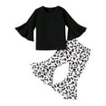 thumbnail image 2 of Herrnalise Toddler Kids Baby Girls Fashion Cute Trumpet Long Sleeve Leopard Pattern Ruffles Flared Pants Suit,clearance under $10, 2 of 9