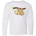 thumbnail image 3 of Inktastic Cute Sloth Hanging From Tree Branch, Lazy Sloth Long Sleeve Youth T-Shirt, 3 of 5