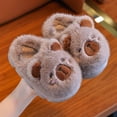thumbnail image 2 of DHFJKG Kids Winter Fuzzy Closed-Back Slippers Warm Cute Cartoon Character Critter Shape Rubber Sole Soft House Slippers, 2 of 4