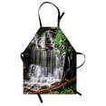 thumbnail image 1 of Waterfall Apron, Photo of Jungle Wonders in Forest Natural Fountain Mother Earth Scene, Unisex Kitchen Bib with Adjustable Neck for Cooking Gardening, Adult Size, Lime Green Dark Cocoa, by Ambesonne, 1 of 4