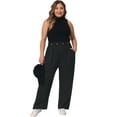 thumbnail image 3 of DARING DIVA Women's Plus Palazzo Stretchy High Waisted Wide Leg Pants 1X Black, 3 of 6