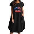thumbnail image 2 of Qiopertar Robe d'Été en Coton et Lin pour Femmes Imprimé Jour de l'Indépendance Manches Courtes avec Poche Col Rond Ample Grandes Économies de Vacances! à Moins de 5$ jusqu'à 90 % de Réduction, 2 of 4