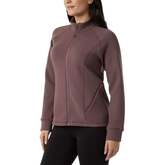 32 Degrees Heat Women's Full Zip Active Tech Jacket, Brown, XXL