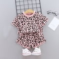 thumbnail image 2 of Rutayy Kids Girls Leopard Print Summer Clothes Set T Shirt And Short Pants 2Pcs Outfits Modern Style, Pink, 4-5 Years, 2 of 9