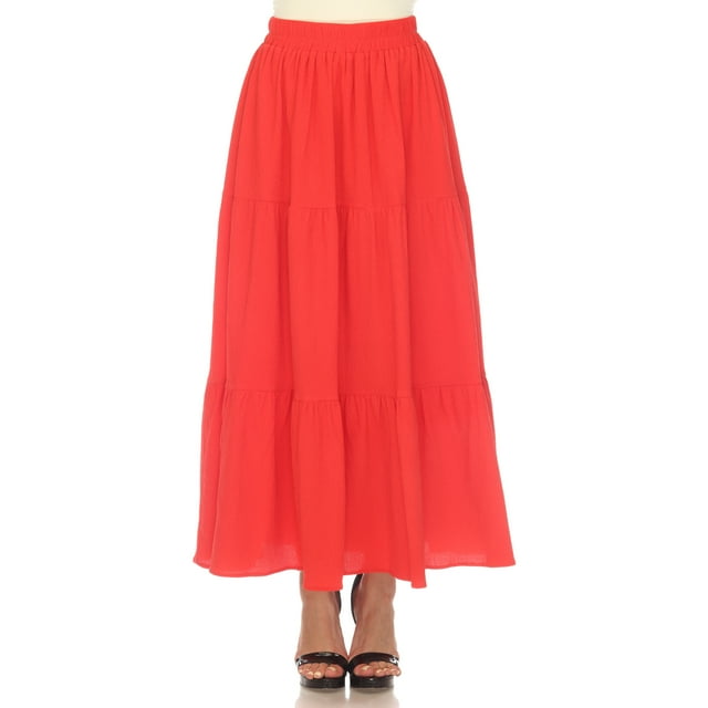 White Mark Women's High Waist Pleated Maxi Skirt