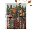 thumbnail image 3 of Colorful Buildings & Tall Trees Canvas Print Wall Art, Living Room Bedroom Cafe Apartment Decor, 3 of 8