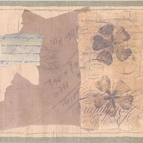 Concord Wallcoverings Aesthetic Floral Design Wallpaper Border Featuring Little Flowers, Colors Beige and Light Blue, Size 7 Inches by 15 Feet H105140