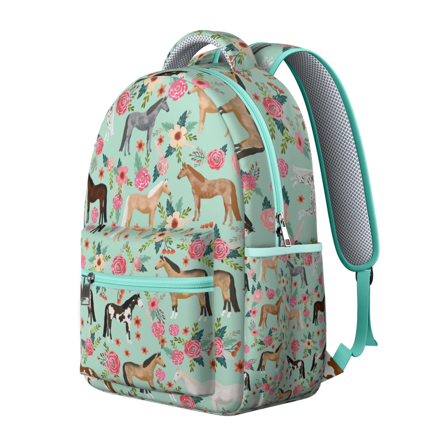Cute Horse Lovers Backpack - Waterproof & Lightweight with Rainbow Print, Ergonomic Spinal Support for agers & Commuters