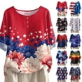 thumbnail image 5 of Women's 250th Anniversary USA Shirt Mid Sleeve Independence Day Top 4th of July Shirts America 250 Merchandise Loose Star Print Tee, 5 of 5