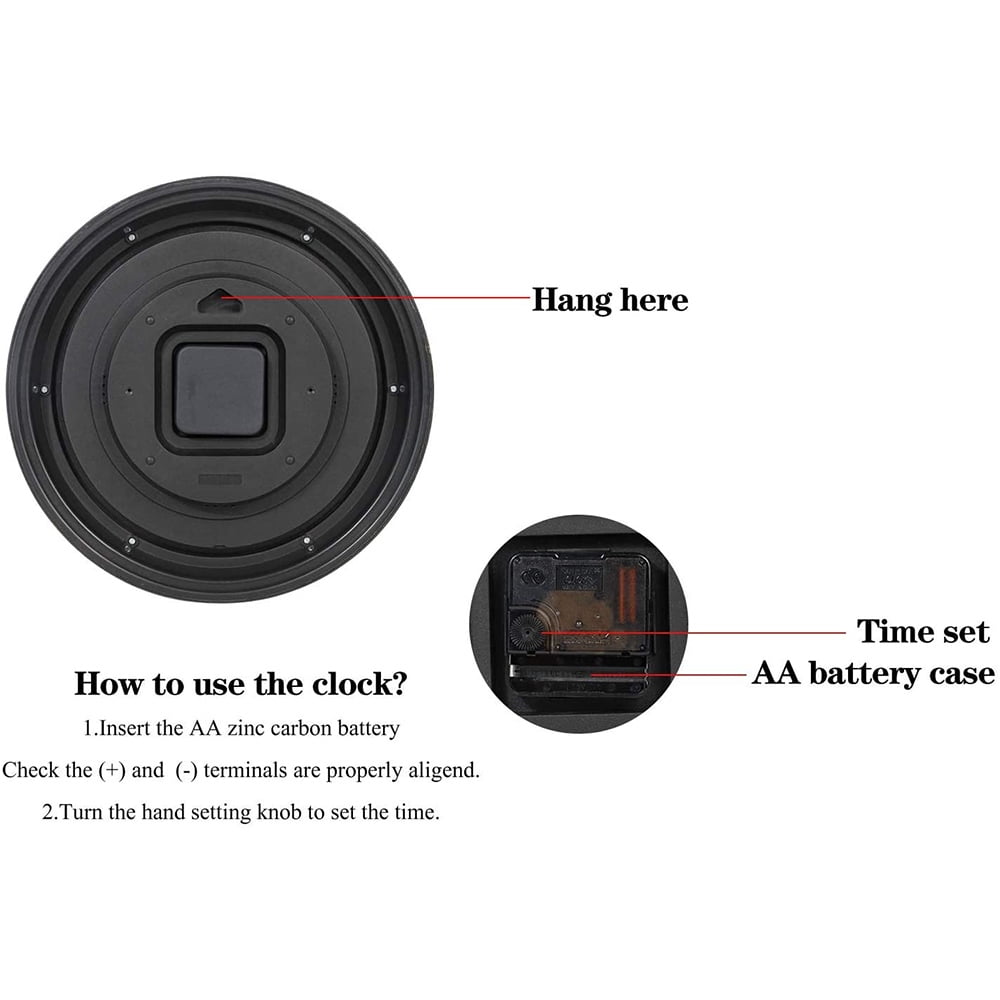 12inch Wall Clock,Retro Waterproof Clock with Displays Thermometer&Hygrometer,Noise-Free Clock for Indoor/Outdoor