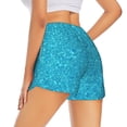 thumbnail image 4 of Picia Blue Glitter Pattern Women's 2 in 1 Athletic Running Shorts High Waisted Workout Casual Gym Sweat Shorts with Comfy Liner Zipper Pockets-Small, 4 of 9