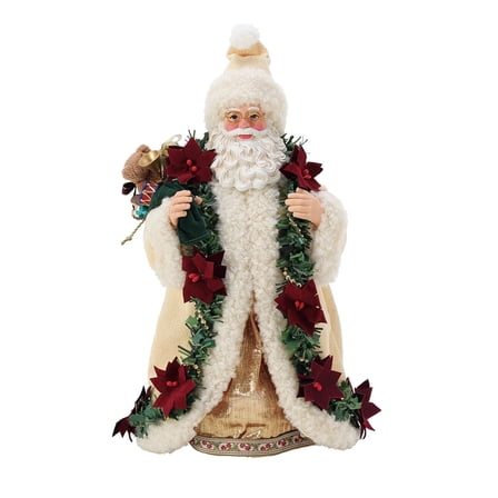Department 56 Possible Dreams Old World Poinsettia Santa Claus Multicolor Christmas Figurine 10.5in H