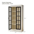 thumbnail image 3 of 71.2" Tall Display Storage Cabinet with Glass Doors, Coastal 5-tier Bookcase with Adjustable Shelves, 3 of 6