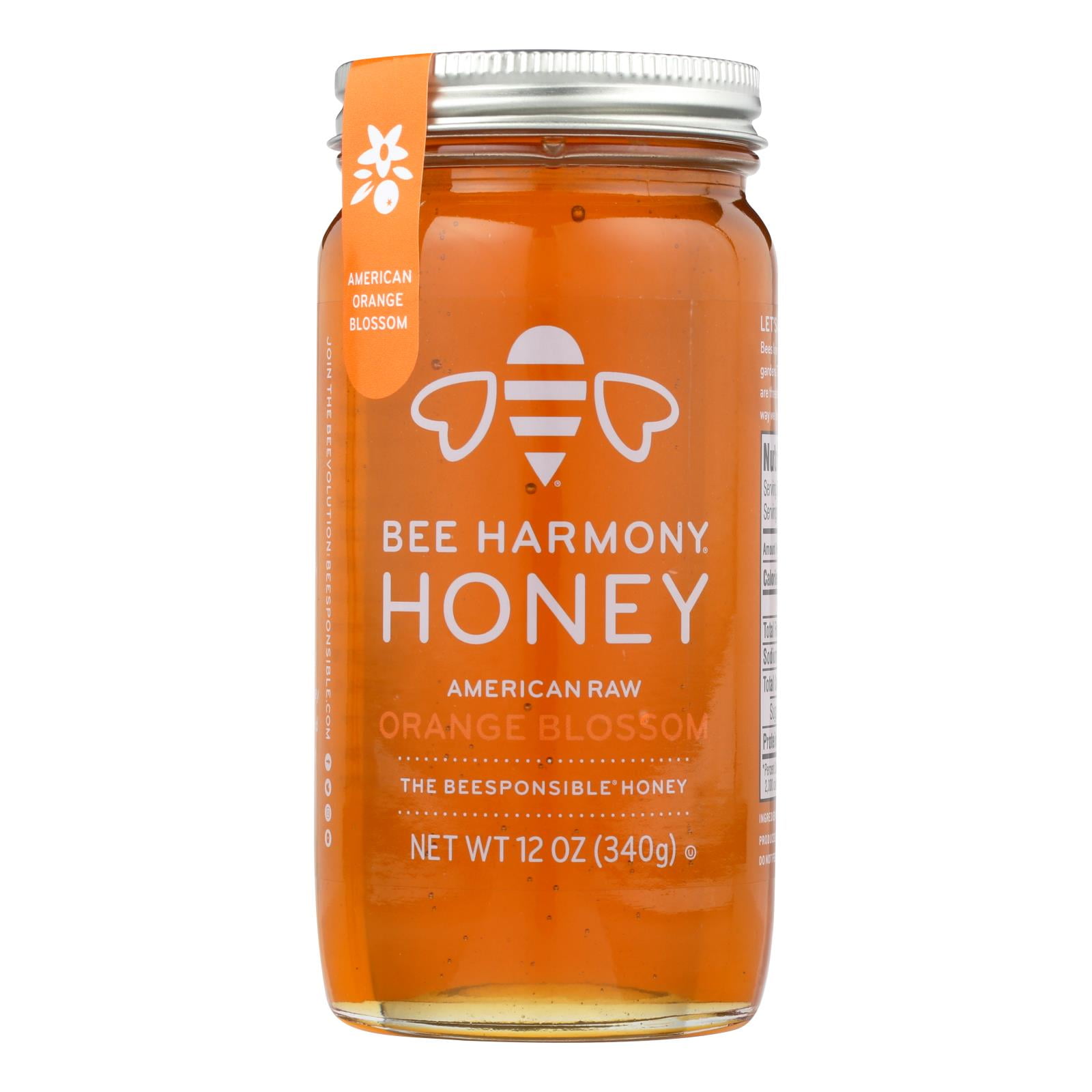 Bee Harmony Honey American Raw Orange Blossom Case of 612 oz.