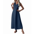 thumbnail image 3 of Summer Dresses for Women Cotton Linen Maxi Dress Casual Sleeveless Solid Long Sundress XL, 3 of 7