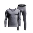 thumbnail image 2 of Ropa y pantalones de otoño para jóvenes, conjunto de ropa interior térmica de base gruesa de cachemira fina sin costuras con cuello en V de color sólido para hombres, 2 of 2
