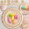thumbnail image 3 of 175PCS Party Supplies, Serves 25 Pink and Gold Disposable Dinnerware Set, Easter Graduation Wedding Birthday Party Decorations Plates Cups and Napkins Sets with Plastic Knives Forks Spoons, 3 of 7