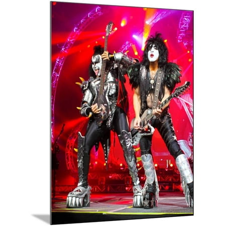 KISS - 40th Anniversary Tour Live - Simmons and Stanley Heavy Metal Rock Music Gene Simmons and Paul Stanley Concert Photo Wood Mounted Poster Wall Art By Epic