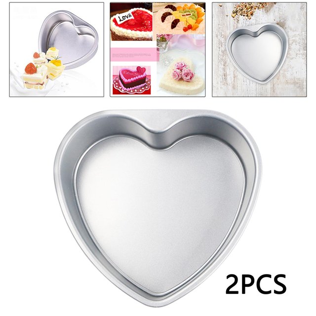2x de aluminio para pasteles en apariencia de , cuenco de comida antiadherente para hornear para horno, herramienta para hornear DIY perfecl moldes para pasteles en forma de corazón