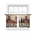 thumbnail image 2 of Brown Farmhouse Sheer Curtains 45 Inches Length 2 Panels Set, Window Sheer Curtains for Living Room/Bedroom, Vintage Country Animals Wood Grain Plaid Light Filtering Rod Pocket Curtain 52''x45''x2, 2 of 8