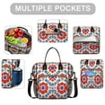 thumbnail image 2 of OBREWU Red and Blue Pioneer Flower Modern Art Geometric Women's Insulated Leakproof Large Lunch Bag, Oxford Cloth, 2 of 7