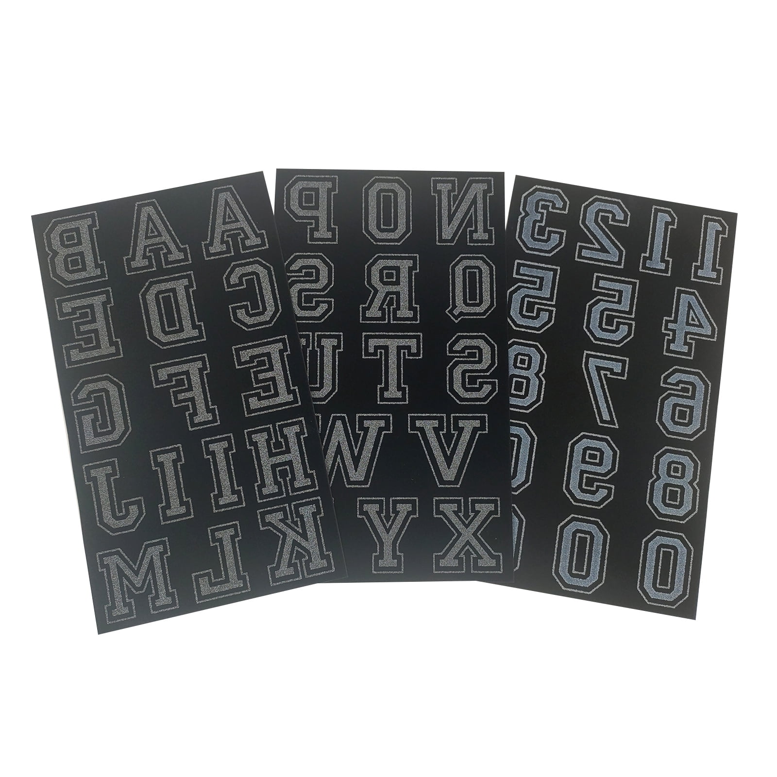 Imagin8 1.75" Iron-On Black Flocked Collegiate Letters, 12 Packs: 46 ct. (552 total)