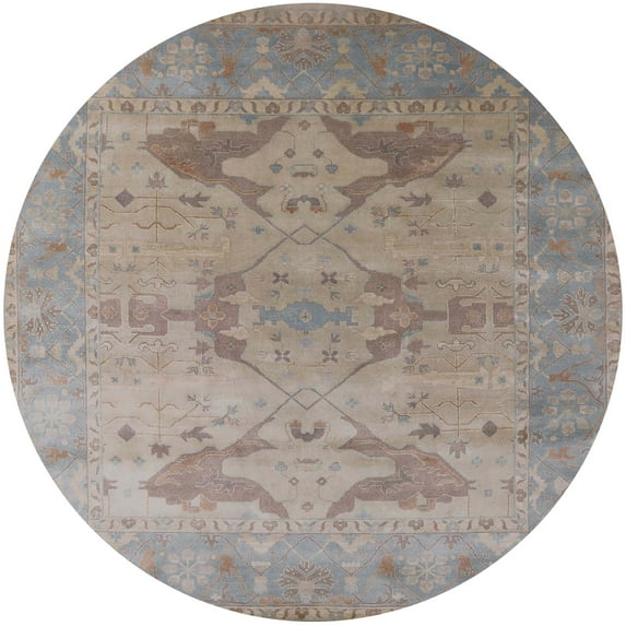 Ahgly Company Machine Washable Indoor Round Industrial Modern Rose Dust Purple Area Rugs, 6' Round