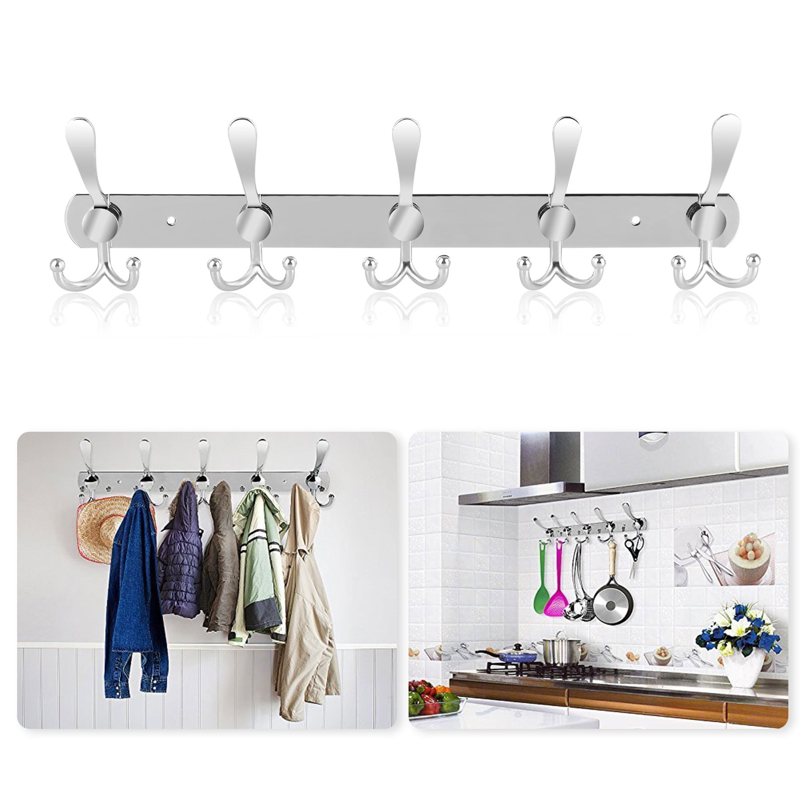 Heavy Duty Hanging Organizer for Bedroom Kitchen Over The Door Hook Hanger with 4 Hooks Towel Rack for Bathroom Door Black Decorative Metal Bath Hanger for Coat Robe Bag