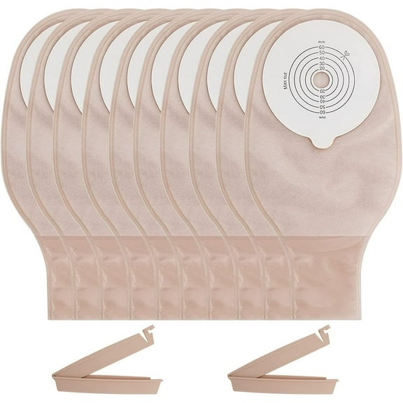 SUCONBE 25pcs Ostomy Bag with Clamp Closure, Colostomy Supplies, One Piece Drainable Pouches for Ileostomy Stoma Care