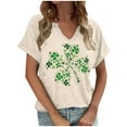 thumbnail image 2 of Uootdi St Patricks Day T Shirts for Women Cute V-Neck Short Sleeve Festival Gift Tops Lucky Irish Shamrock Clover Print Graphic Short Sleeve Tees Gift, 2 of 4