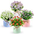 thumbnail image 1 of Flores artificiales Der Rose, paquete de 4 plantas pequeñas de imitación, 1 of 6