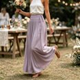 thumbnail image 5 of Lnmiateer Women Smocked High Waist Maxi Skirt Side Drawstring Flowy Pleated A-Line Long Skirt Elegant Wedding Guest Beach Vacation Casual Bottoms, 5 of 7