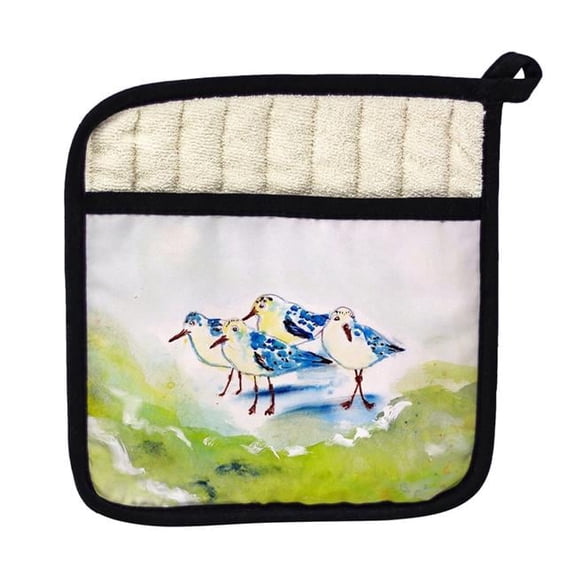 Betsy Drake PT956 Green Sanderlings Pot Holder