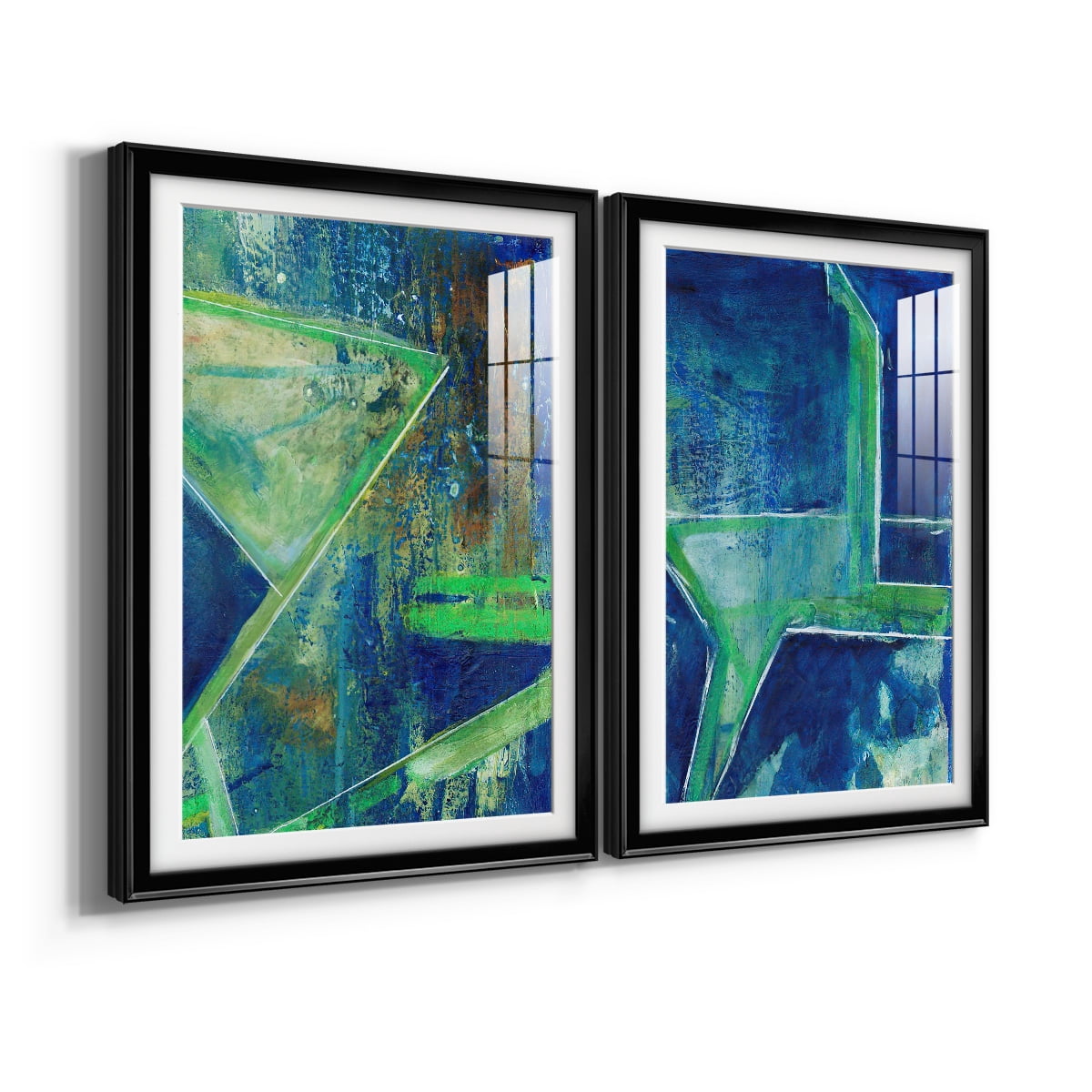 Wexford Home Geometric in Cool VII Premium Framed Print, 30.5" x 42.5" - Ready to Hang, Black (Set of 2)