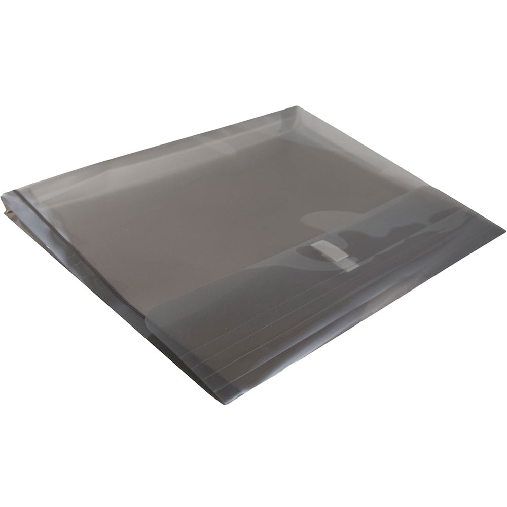 JAM Paper Plastic Hook & Loop Envelopes, 9.75 x 13, Grey, 1in Expansion, 12 per Pack