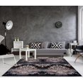 thumbnail image 3 of Ladole Rugs Traditional Milan Classic Damask Style Area Rug - Premium Room Decor Carpet for Living Room, Bedroom, Kitchen, Dining, and Office - Black and Gold, 8x10(7'10" x 10'5", 240cm x 320cm), 3 of 4