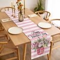 thumbnail image 3 of Valentine's Day Table Runner - 48 Inch Long, Kitchen Dining Table Runner Dresser Scarves, Roses Flowers Pink Stripes Country Farmhouse Decor for Coffee Tables Wedding Party Banquet, 3 of 8