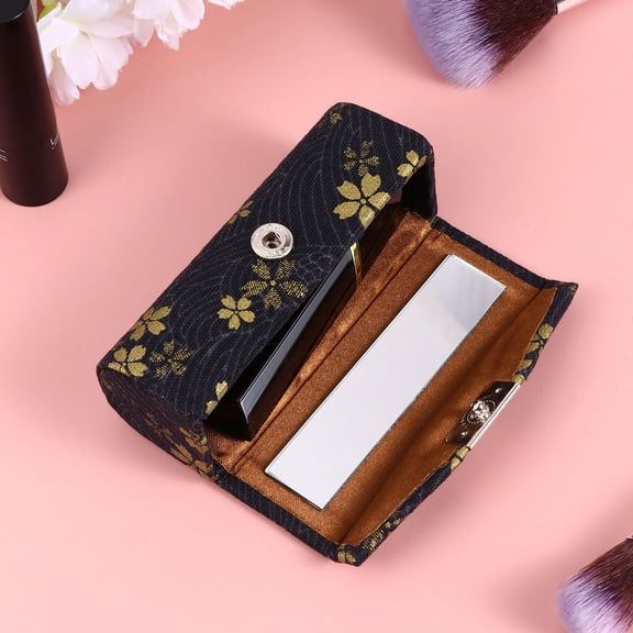 DINHEAROM Durable Fabric Lipstick Organizer with for Home Use Black Elegant Fashion 1Pc