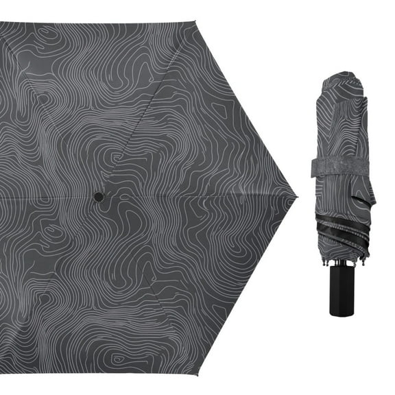 Topographic Line Compact Sun Umbrella Windproof Travel Umbrellas for Rain Strong Portable UV Protection