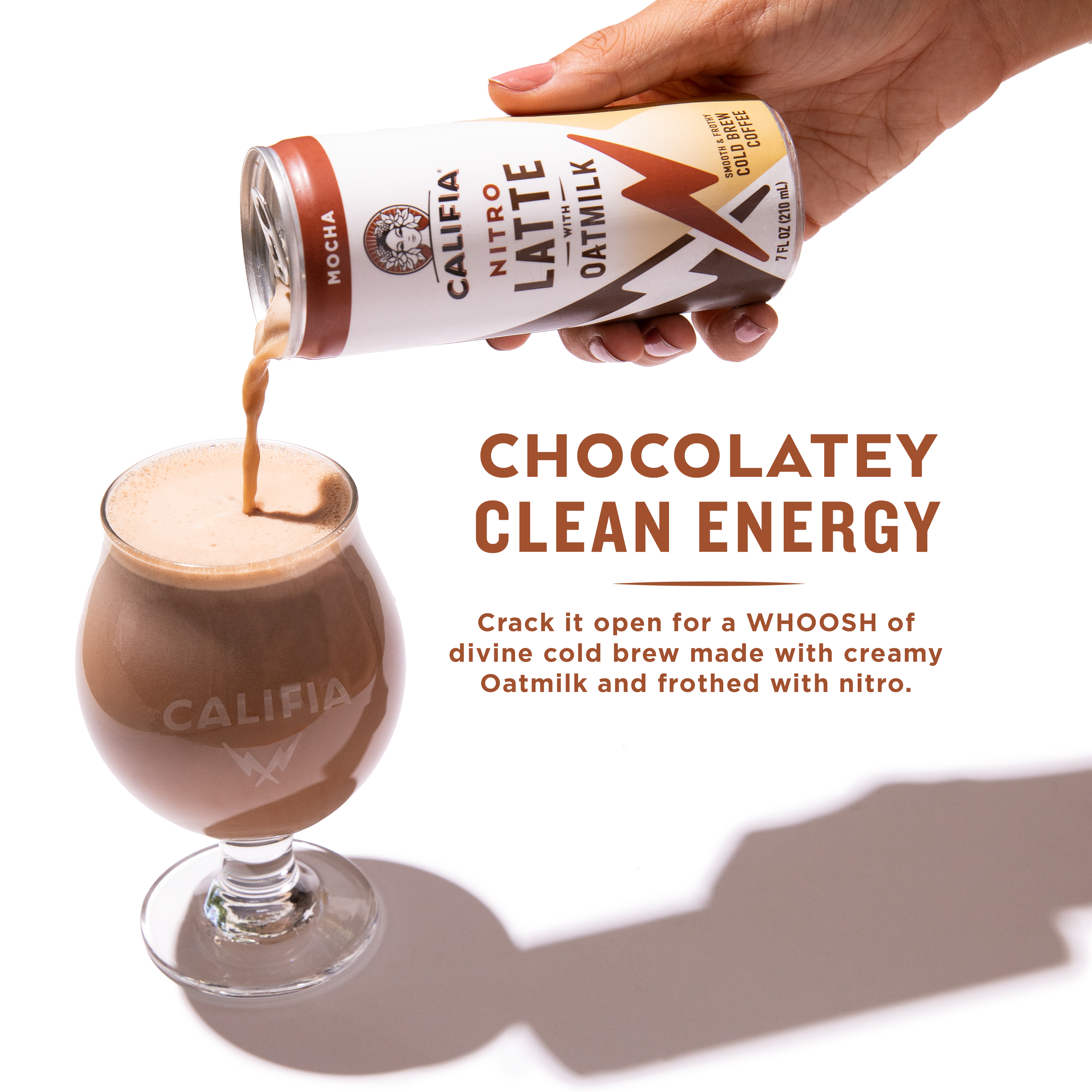 Califia Farms - Nitro Cold Brew Coffee, Mocha, Oat Milk Latte - 7 Oz | Shelf Stable | Iced Coffee On-the-Go | Clean Energy | Dairy Free | Gluten Free | Plant Based | Non-GMO