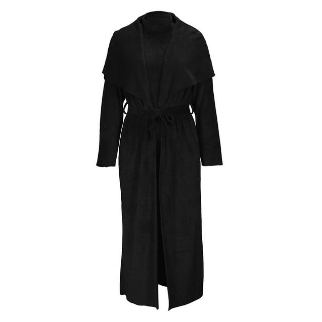 Pompotops Manteau une Pièce pour Femme, Deux Façons de Porter, Robe Cardigan Ajustée Réversible en Velours, Manteau Long Ample, Ensemble Deux Pièces + Ceinture en Solde