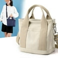 thumbnail image 7 of Canvas Shoulder Tote Bag for Women with Detachable Crossbody Strap, Casual Handbag with Top Handle and Multi Pockets, Everyday Bag for Work Travel Shopping, Dark Blue, 7 of 7