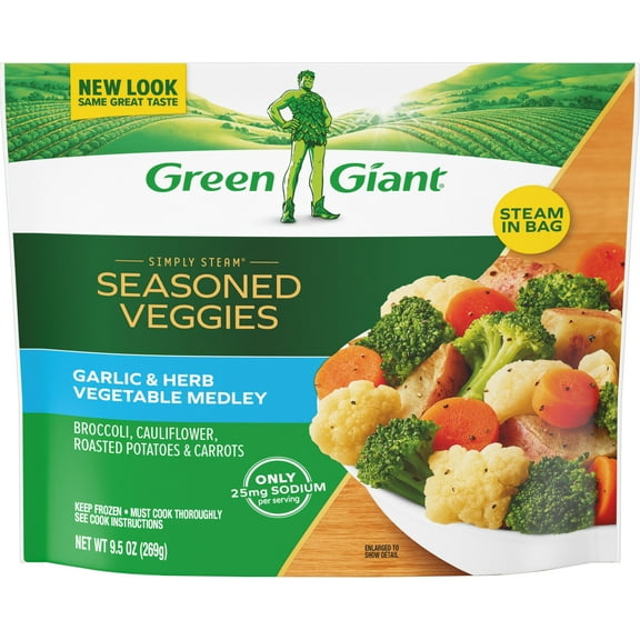Green Giant Simply Steam Garlic & Herb Vegetable Medley, Salt Free, 9.5 oz (Frozen)